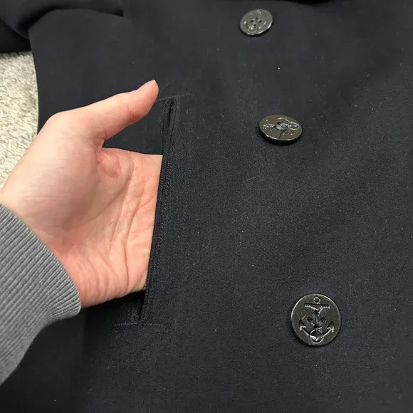Dale Fashions Wool Peacoat Kersey US Navy 36R Black Double Breasted Coat